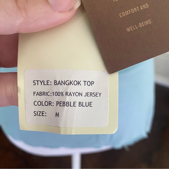 Island Importer Top Medium Pebble Blue Bangkok Jersey Rayon NWT - Picture 11 of 16